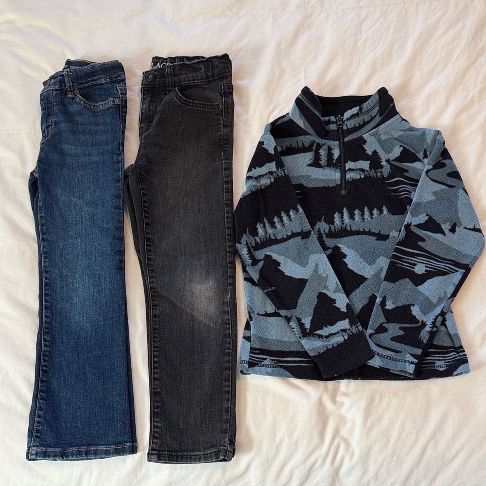 Kids' Blue and Black Jeans Outfit Set